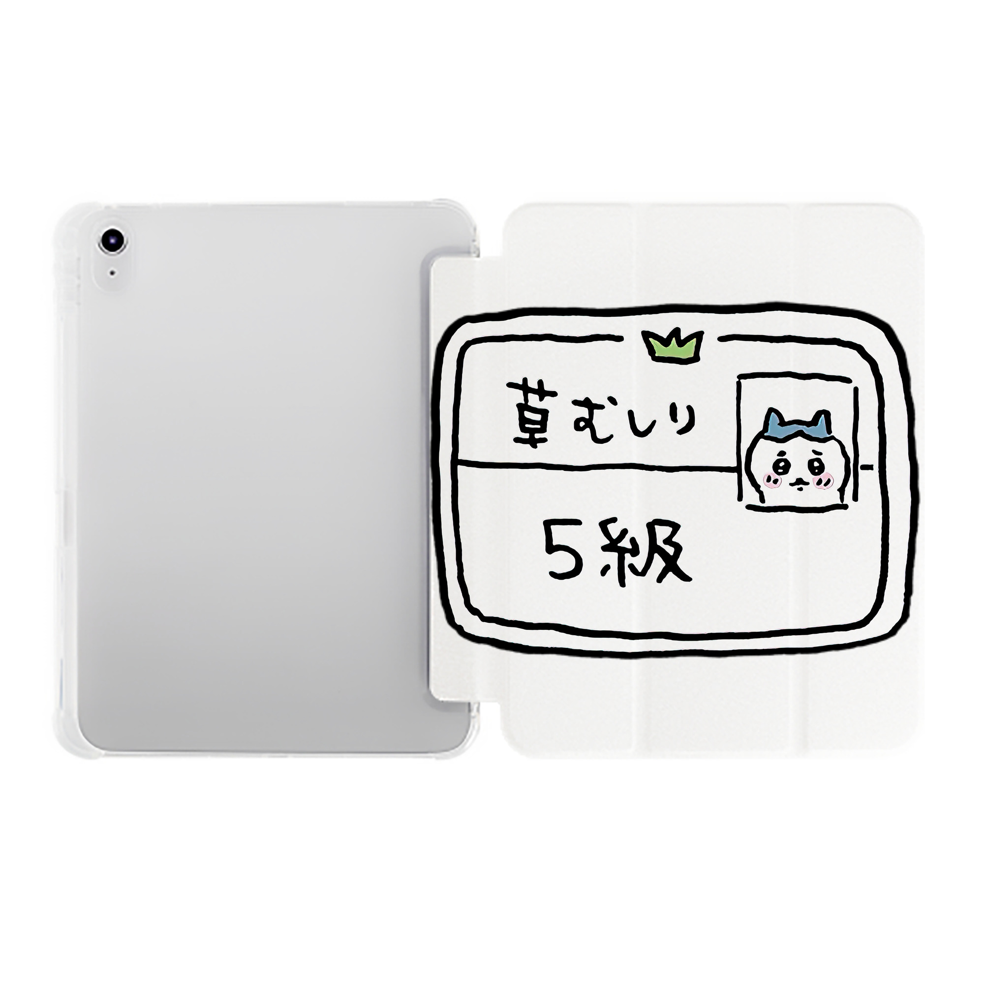 （画像用） ちいかわ ハチワレ Chii-kawa hachiware IPad ケース ペン収納付き 三つ折りスタンド PUレザー×シリコン 対応機種9.5/10.5/10.9インチ